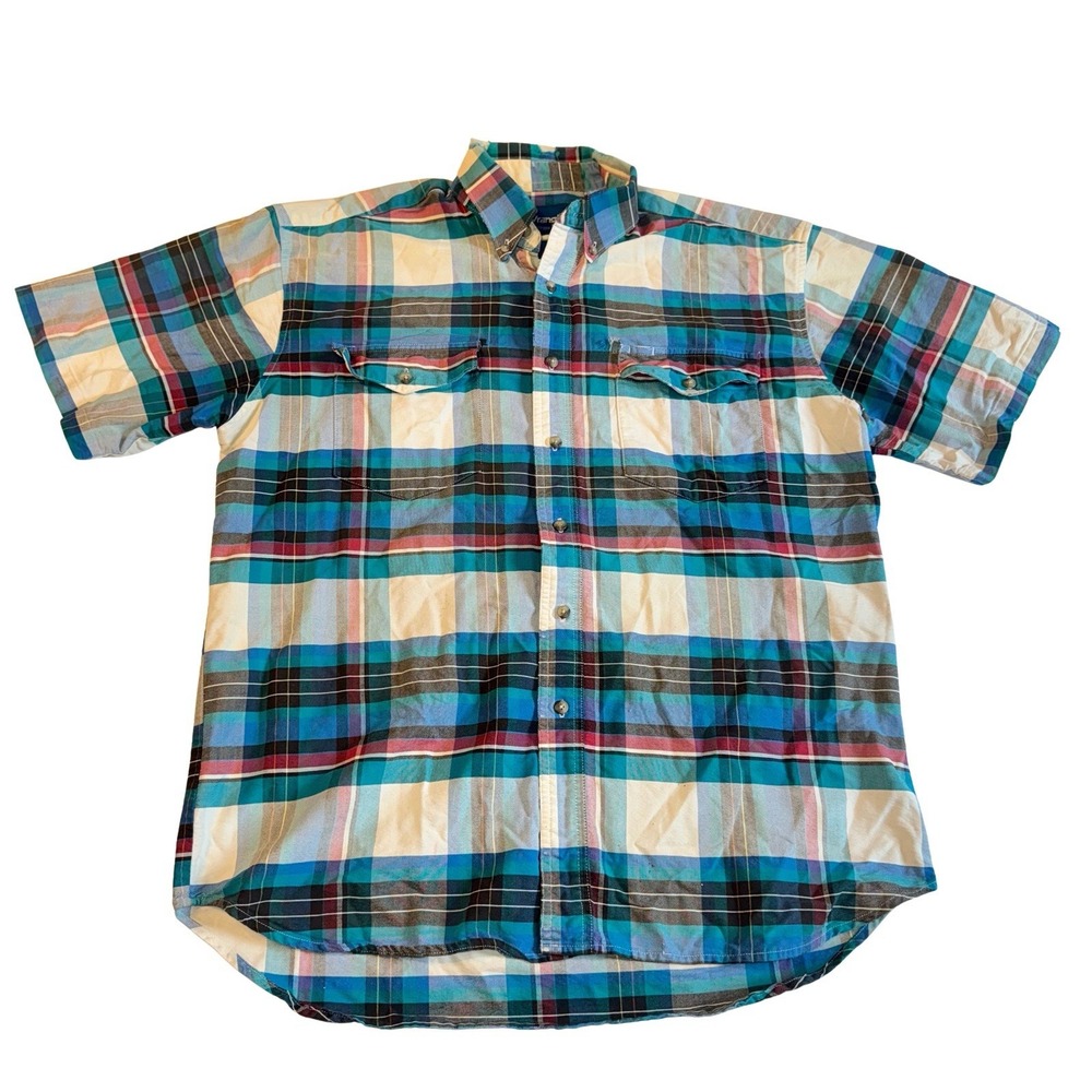 Vintage 80s Wrangler Western Shirt XL Made in USA Cowboy Rodeo Plaid Read Desc.